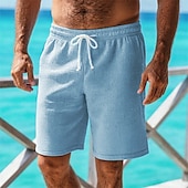 billiga Vardagsshorts-Herr Våffelshorts Shorts Sommarshorts Casual shorts Ficka Elastisk midja Snörning Slät Komfort Andningsfunktion Kort Utomhus Semester Sport Ledigt Vit Rodnande Rosa