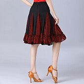 abordables Ropa de baile latino-Baile Latino Faldas Plisado Color Puro Corte Mujer Rendimiento Entrenamiento Cintura Alta Poliéster