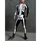 tanie Stroje dla par i grup-Karnawał 2026 Body Kostiumy dla par na Halloween Kombinezon zakrywający całe ciało Szkielet Straszny Kostium Doroślu Dla dzieci Wszystko Halloween Karnawał Dzień Zmarłych Kij Impreza Spektakl Łatwe