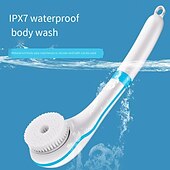 abordables Electrodomésticos-Cepillos de baño eléctricos de silicona, cepillo de ducha de masaje de mano, USB, impermeable, mango largo, herramienta exfoliante de limpieza corporal.