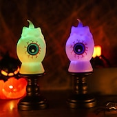 billige Halloween rekvisittbelysning-2 stk. halloween gresskarlykt hjemdekorasjon rekvisitter elektronisk stearinlys spøkelsesfestival festartikler bar hjemsøkt husdekorasjoner nattlys svart katt hodeskalle øyeeplelys
