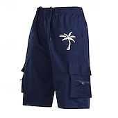 economico Classico-Per uomo Pantaloncini cargo Shorts Pantaloncini Estivi Elastico in vita Coulisse Multi-tasche Albero di Cocco Comodità Indossabile Lunghezza al ginocchio All&#039;aperto Sport Quotidiano Moda Casual Nero