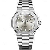 abordables Montres à quartz-OLEVS Femmes Hommes Montre à quartz Luxe Grand cadran Mode Affaires Lumineux Calendrier IMPERMÉABLE Bracelet en acier inoxydable Suivre