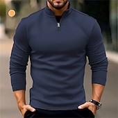levne Základní mikiny_-Pánské Mikina na zip Černá Bílá Námořnická modř Oranžová Stojáček Bez vzoru Zapni Čtvrtletní zip Sporty a outdoor Ležérní Denní Šik ven Chladný Sportovní oblečení Celý rok Oblečení Mikiny s kapucí