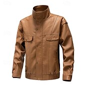 abordables Veste en simili-cuir-Homme Veste en Similicuir Veste moto Blouson de Moto Vacances Quotidien Coupe-vent Chaud Avec Poches Automne Hiver Uni Mode Classique Col montant Régulier Noir Jaune Gris Veste