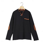 levne Ležérní tričko Henley-Pánské Vaflové tričko Waffle Henley košile Dlouhý rukáv Pevná barva Jednobarevné Módní Základní Na běžné nošení falešný dva kusy Do V Henley ulice Ležérní Sport Jaro Podzim Jaro &amp; podzim Čern