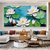 cheap Floral/Botanical Paintings-Large Handmade 3D Oil Painting Large Abstract Flower Vase Oil Painting on Canvas Wall Art Colorful Texture Wall Art Original Floral Art Custom Painting Living Room Decor