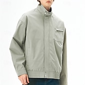 billiga Avslappnade jackor-Herr Lättviktsjacka Vardaglig jacka Semester Dagligen Vindtät jacka Ficka Vår Höst Slät Mode Klassisk Hög krage Normal Aprikos Svart Purpur Grön Kaki Jacka