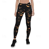 cheap Graphic Leggings-Women's Pants Trousers Leggings Cozy Leggings Streetwear Casual Full Length High WaistPantsHalloween Bat Elastic Waist Print Breathability Comfortable Stretchy Vacation Street Daily Wear Black Spring
