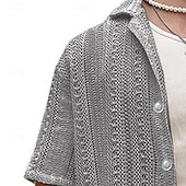 preiswerte Herren Strickjacke-Herren Pullover Strickjacke Kurzer Pullover Gerippt Stricken Normale Oberteile Gestrickt Einfach Umschlagkragen Bohemien Urlaub Lässig Alltagskleidung Bekleidung Sommer Schwarz Weiß S M L