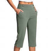 billige Vanlige leggings-Dame Bukser Fritid Treningsklær Kalv lengde Naturlig عادي Sidelommer Delt comfy Pustende Yoga- og dansesko Fritid / hverdag Sjøblå Svart Hvit Rosa Vår Høst Normal