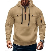 preiswerte Basic-Hoodies für Herren-Herren Kapuzensweatshirt Viertelreißverschluss Kapuzensweatshirt Schwarz Armeegrün Marineblau Khaki Hellgrau Mit Kapuze Einfach Tasche Kordelzug Sport &amp; Outdoor Täglich Ferien Polyester Streetwear