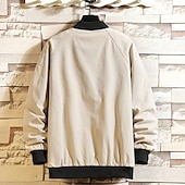 preiswerte Lässige Jacken-Herren Leichte Jacke Freizeitjacke Urlaub Täglich Atmungsaktiv Tasche Frühling Herbst Farbblock Mode Klassisch Stehkragen Regulär Aprikose Schwarz Gelb Grün Armeegrün Jacken