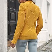 Női Pulóver Alkalmi Tömör szín Vaskos Körgallér Kötött Hosszú ujj Normál felsők Kötött Napi Szabadság Alkalmi Sárga Medence Ősz Tél olcso Szilárd színek-Női Pulóver Alkalmi Tömör szín Vaskos Körgallér Kötött Hosszú ujj Normál felsők Kötött Napi Szabadság Alkalmi Sárga Medence Ősz Tél