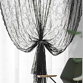 billiga Gardiner och draperier-gardiner med jacquardspetskant - färdiga, tunna utomhusgardiner i lantlig stil