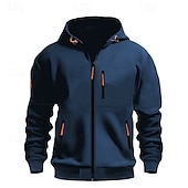 economico felpe con cappuccio da uomo di base-Per uomo Felpa con cappuccio Felpa con cappuccio a zip intera Nero Bianco Vino Blu marino Blu Reale Con Cappuccio Semplice Con zip Tasca Sport &amp; Outdoor Quotidiano Ferie Poliestere Streetwear