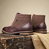economico Stivaletti alla caviglia-Per uomo Stivali Camminata Vintage Casual Britannico Pelle PU Camoscio Confortevole Antiscivolo Caldo Allacciatura Nero Giallo Marrone Autunno Inverno