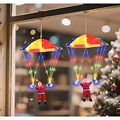 halpa Koristevalot-1 kpl jouluinen joulupukin laskuvarjohyppyriipus riippuvalaisin, nahkalankavalaisin, sisä- ja ulkokäyttöön tarkoitettu joulutunnelmavalaisin, aurinko-/AAA-paristokotelo/USB-virtalähde