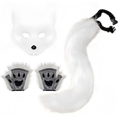 abordables Accesorios para el peinado del cabello-Conjunto de cola de zorro con cinturón ajustable y antifaz seductor: conjunto de disfraz de cosplay, ropa fetiche, atuendo sexy para juegos de rol para Halloween, fiestas y presentaciones.