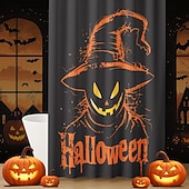 levne Halloween koupel-Halloweenský sprchový závěs s háčky, polyesterový, pratelný, voděodolný, vzorovaný, koupelnová vana, dekorace
