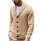 preiswerte Herren Strickjacke-Herren Pullover Kleid Pullover Strickjacke Reißverschluss-Pullover Strickpullover Gerippt Stricken Normale Oberteile Gestrickt Gerippt Einfach Schalkragen Mode Schals Lässig Alltagskleidung Bekleidung