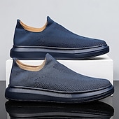 cheap Slip-On Casual Shoes-Men's Slip-On Knit Walking Sneakers – Lightweight Breathable Casual Shoes for Travel, Gym &amp; Daily Wear