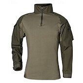 economico Cime-Per uomo Felpa con mezza zip Felpa militare Manica Lunga Collo alla coreana Top Esterno Traspirante Misto Cotone Mimetico Grigio scuro pitone nero Nero Viaggio Corsa