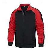 preiswerte Lässige Jacken-Herren Leichte Jacke Freizeitjacke Urlaub Täglich Tasche Frühling Herbst Farbblock Mode Klassisch Stehkragen Regulär Rote Armeegrün Dunkelgray Jacken