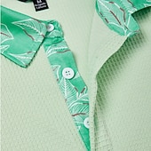 billige Golfpolo for menn-Herre Med Tekstur Golf skjorte Avslappet Virksomhet Klassisk Kortermet Mote Moderne Helfarge Hawaii Knapper Sommer Vår Vår sommer Normal Svart Hvit Grønn Kakifarget Med Tekstur