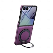 abordables Coques Samsung-téléphone Coque Pour Samsung Galaxy Z Flip 7 Z Flip 6 Z Flip 5 Z Flip 4 Z Flip 3 Coque Arrière Supporte la Charge Sans Fil Support Antichoc Rétro TPU faux cuir