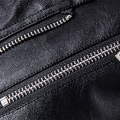 voordelige Nepleer jas-Voor heren Jas van imitatieleer Bikerjack Motorjas Vakantie Dagelijks Winddicht Houd Warm Zak Herfst Winter Effen Modieus Klassiek Revers Normaal Zwart Jacks