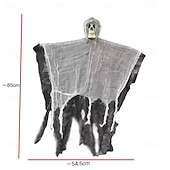 お買い得  ハロウィンの屋外装飾-ハロウィーンの大きな吊り下げゴーストの恐ろしい頭蓋骨の装飾、お化け屋敷と脱出部屋の小道具、バー、KTV、パーティー、不気味なハロウィーンの装飾のための魔女とホラーシーンのセットアップ