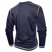 cheap Casual Henley Tee-Men&#039;s T Shirt Henley Shirt Henley Top Long Sleeve Solid Color Vintage Casual Contrast Stitching Henley Outdoor Causal Casual Spring Fall Spring &amp;  Fall Black White Gray Henley T-Shirt