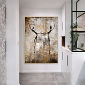 baratos Pinturas de Pessoas-Pintura a óleo feita à mão em tela, arte de parede, decoração, personagem de dança abstrata simples para decoração de casa, moldura esticada, pintura pendurada/pintura enrolada sem moldura, não