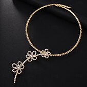 billige Halskjeder-Choker Halskjede Zirkonium Rhinstener Dame Elegant Årgang Blomster Blomsterform Søtt Bryllup Y-formet Halskjeder Til Bryllup Fest Gave