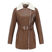 abordables vestes en sherpa-Femmes Veste en Polaire Confortable Fermeture intégrale Mode street style Uni Extérieur Décontracté Quotidien Régulier Col Rabattu Coupe régulière manche longue Vêtements d&#039;extérieur Noir Bleu Chameau