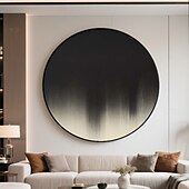 preiswerte Abstrakte Gemälde-handgefertigte kreisförmige rein schwarze Galerie-Leinwand, modern strukturiert, mattes Finish, minimalistisches Statement-Wandbild, glatte Oberfläche, feiner Kantenkontrast, fertig zum Aufhängen,