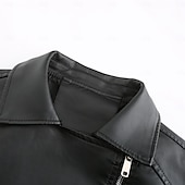 cheap Faux Leather Jackets-Women&#039;s Faux Leather Jacket Comfortable Full Zip Fashion Street Style Plain Outdoor Casual Daily Regular Turndown Regular Fit Long Sleeve Outerwear Black Red Green Spring Fall