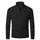preiswerte Herrenpullover-Herren Pullover Pullover mit Viertelreißverschluss Strickpullover Zopfmuster Stricken Normale Oberteile Gestrickt Einfach Viertelreißverschluss Mode Lässig Urlaub Alltagskleidung Bekleidung Herbst
