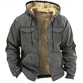 abordables pulls molletonnés-Homme Sweat à capuche Sweat à capuche zippé intégral Sweat à capuche en polaire Vert Véronèse Kaki Gris À capuche Uni Fermeture éclair Poche Avant Tactique Sport &amp; Loisir Occasionnel Streetwear Frais