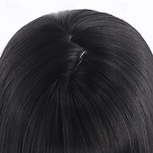 baratos Perucas de festa-Black Long Straight Wig for Women – Realistic Scalp, Full Head Cap, Lolita &amp; JK Style, Perfect for Halloween Cosplay, Manga Characters, and Everyday Wear