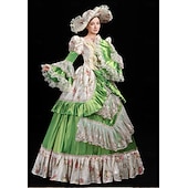 abordables Robes-ancien Rococo Renaissance Maxi Robe Normal Juliette Princesse Mariée Plissé Volanté Princesse Col rond Déguisement Femmes Halloween Carnaval Mascarade Soirée Halloween Performance Adultes