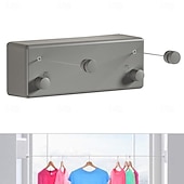 baratos Ganchos e Acessórios-Varal retrátil para roupas, varal retrátil para secar roupas internas sem furadeira, corda de roupa dobrável invisível de parede, fio de aço para varanda e uso doméstico