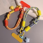 abordables Correas para el teléfono y muñequeras-Nueva cuerda corta para colgar el teléfono móvil con estampado de muñeca, bonita cuerda tejida corta de doble uso, resistente para viajes al aire libre para hombres y mujeres.