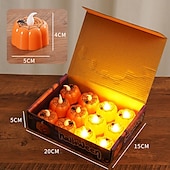 economico Halloween al chiuso-12 candele elettroniche a forma di zucca di Halloween con faccia di ragno, per interni ed esterni, per decorazioni di feste, atmosfere luminose