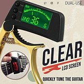 economico Articoli per la casa-Accordatore per capotasto per chitarra a doppio uso con display LCD, in lega di zinco, 2 in 1, capotasto e accordatore per chitarra acustica elettrica, strumento di regolazione precisa