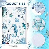 abordables Nettoyage de la cuisine-Ensemble de 6 torchons de cuisine en microfibre ultra doux et absorbants, motif tortue de mer et animaux marins, pour la cuisine, la pâtisserie et le nettoyage, torchons de cuisine décoratifs pour la