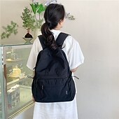 abordables Sacs à dos-Sac à dos d&#039;école unisexe en nylon léger – sac à dos résistant à l&#039;eau de couleur unie pour adolescents et étudiants