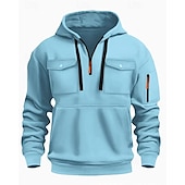 voordelige basic hoodies voor heren-Voor heren Trui met capuchon Hoodie met kwartrits Zwart Wit Wijn Leger Groen Rood Capuchon Effen Zak Kwart ritssluiting Sport &amp; Outdoor Dagelijks Feestdagen Polyester Streetwear Basic Casual Lente