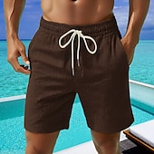 cheap Casual Shorts-Men&#039;s Shorts Summer Shorts Casual Shorts Corduroy Shorts Pocket Elastic Waist Drawstring Plain Comfort Breathable Short Outdoor Vacation Sport Casual Black White Micro-elastic